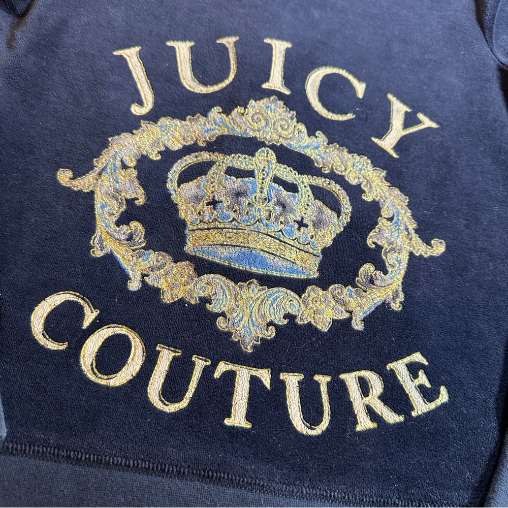 Juicy Couture Velour Full Zip Hoodie Women’s M Navy Blue Cozy Lounge‎ Y2K - Picture 11 of 11